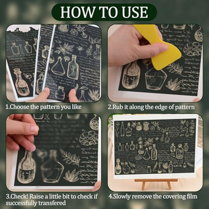 WANDIC 3 Sheets Rub On Transfer Stickers, Retro Herbs Pattern Waterproof Decals Furniture Craft Embellishments for DIY Scrapbooking Photo Albums,15 * 30cm - color: Herbs