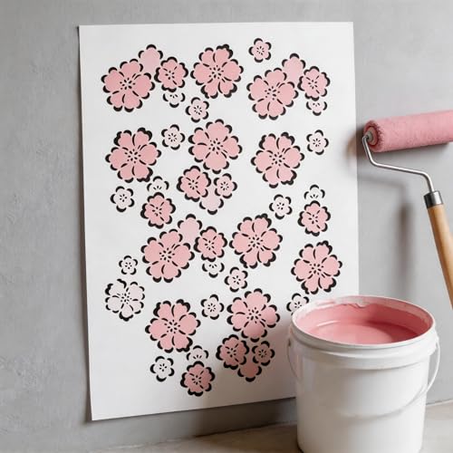 TIAMECH A4 Reusable Plum Cherry Stencil for Painting - style: Plum Cherry