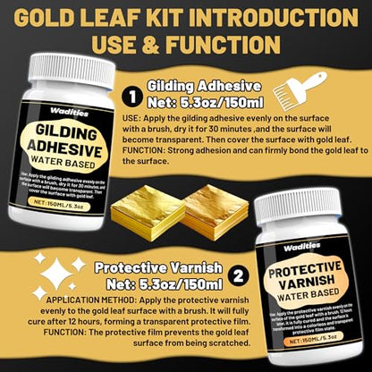 Gilding Adhesive Set, Wadities 5.3oz/150ml Water Based Adhesive and Varnish