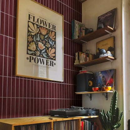 Smart Tiles Peel and Stick backsplash, Stacked Burgundy Red, 11.43"x9" - color: Burgundy Red