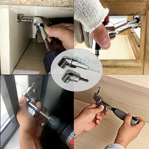 105 Degree Right Angle Drill Adapter, 2025 New 1/4" Hex Shank Driver Angle Drill Attachmen for Screwdriver & Drill(Long+Short) ﻿ ﻿ ﻿ ﻿ ﻿