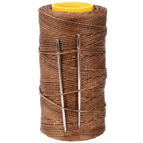 Sail Repair Kit with Sail Needle, Thick Waxed String Whipping Twine Brown - color: Brown