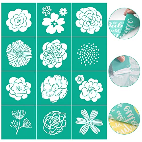 Spring Floral Silk Screen Stencils, Self-Adhesive Reusable Washable Mesh Stencils for Wood, Fabric, Tote Bags, Canvas & DIY Home Decor - color: flower