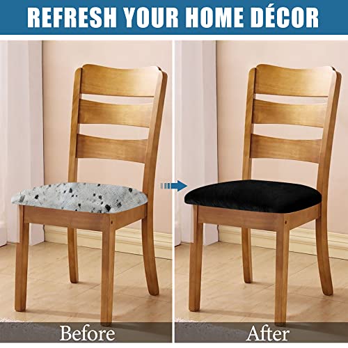 Smiry Velvet Seat Covers for Dining Room Chair Set of 4 - color: Black, size: Set of 4