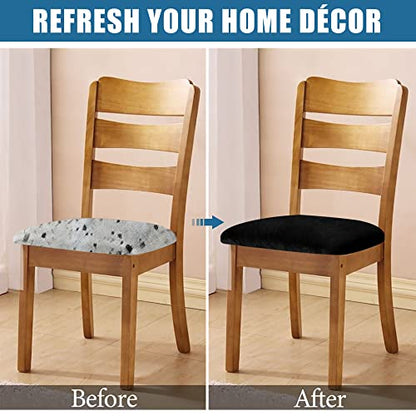 Smiry Velvet Seat Covers for Dining Room Chair Set of 4 - color: Black, size: Set of 4
