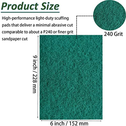 Tonmp 10 Pack 6" x 9" 240 Grit General Purpose Scuff Pads for Scuffing, Scouring, Sanding, Paint Primer Prep Adhesion Scratch - Surface Preparation Automotive Car Auto Body Woodworking (Green) - color: Green-240 Grit