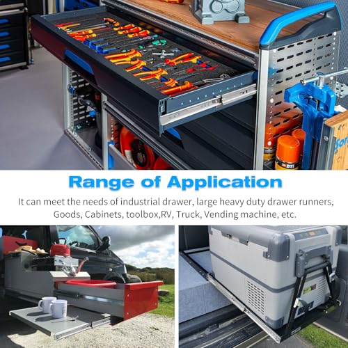 YENUO Heavy Duty Drawer Slides Full Extension 12 to 40 Inch Capacity 250 LB - size: 14 Inch, style: Load:250 lb (No lock) -W:53mm