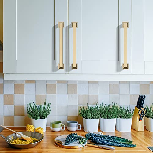 Asidrama 10 Pack 5 inch Brushed Brass Kitchen Cabinet Handles - color: Brushed Brass, size: 5" Hole Center(128mm)