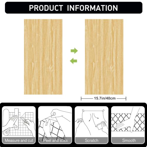 Wood Grain Contact Paper 15.7" x 78" Peel and Stick Wallpaper Light - color: Light, size: 15.7" x 78"