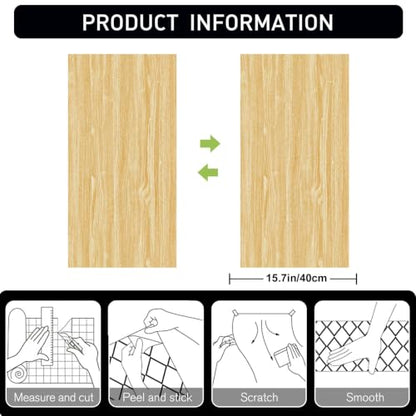 Wood Grain Contact Paper 23.6" x 472" Peel and Stick Wallpaper Light - color: Light, size: 23.6" x 472"
