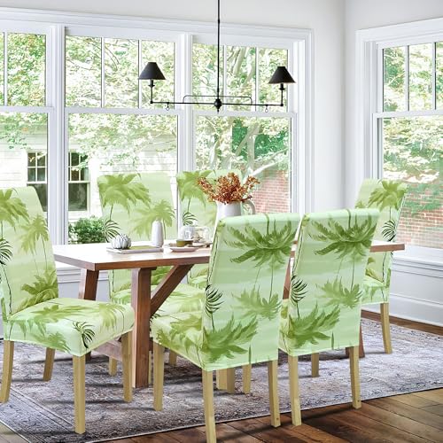 Dining Chair Covers, Dining Room Chair Cover Set of 4 - color: Summer Palm, size: 4