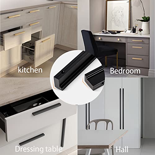 Goo-Ki Cabinet Handles 12 PCS - Black Drawer Pulls 7-1/2 in (192mm) Hole Centers - Tilted Solid Drawer Handles for Kitchen Cabinet Pulls - Finger Pull - color: Matte Black, size: 7-1/2 Inch Hole Center