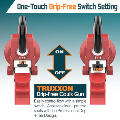 2026 One-Touch Drip-Free Caulk Gun | Effortless & Professional Design with Heavy-Duty Metal Body, 18:1 Thrust Ratio | For 9, 10, 11 oz Silicone Tubes - color: 3- Mix Orange