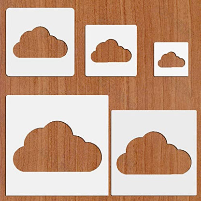 5pcs Reusable Painting Stencils,Plastic Art Craft Templates on Wood Wall Fabric Paper Home Décor DIY 4" to 12" (Clouds) - color: Clouds