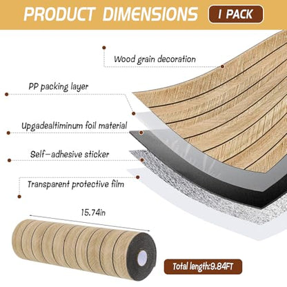Peel and Stick Slat Wall Panel 118" x 15.7" – Self-Adhesive 3D Wood Grain Wall Panels, Waterproof PVC Fluted Paneling, Soundproof Faux Wood Wallpaper for Living Room Ceiling Decor (1 Rolls)