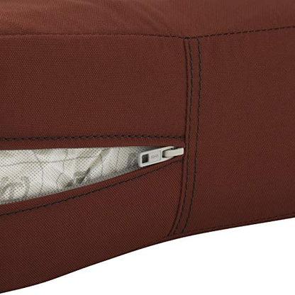 Classic Accessories Ravenna Water-Resistant 23 x 23 x 5 Inch Square Patio Seat Cushion Slip Cover & Foam, Spice, Lounge Chair Cushion - color: Spice, size: 23"W x 23"D x 5"Thick