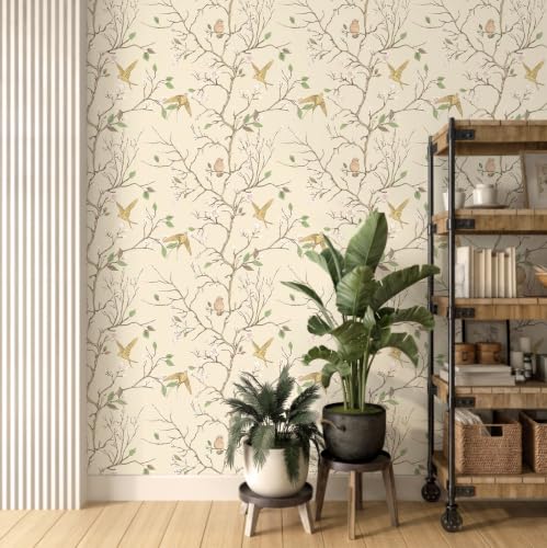 CiCiwind Vintage Peel and Stick Wallpaper Bird Wallpaper 17.3''x78.7'' - size: 17.3" x 78"