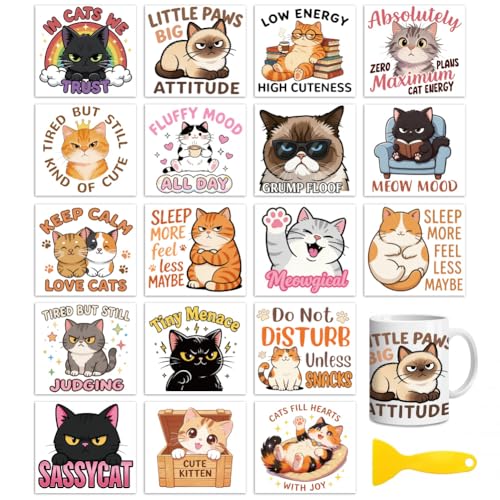 Peacoblue Cats and Words Rub On Transfers for Craft, Transfer Sticker - style: Cats and Words