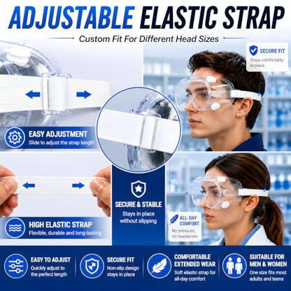 Safety Goggles Over Glasses, Anti Fog Protective Eyewear for Chemistry Lab, Woodworking, Mowing, Construction - color: 2 Pack