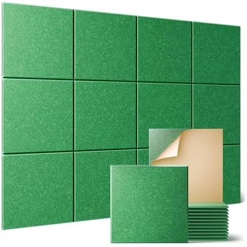 Sonicism 12 Pack Acoustic Wall Panels with Self-Adhesive, 12" X 12" X 0.4" Sound Proof Foam Panels, Decorative Soundproof Wall Panels, Sound Proof Absorbing Tiles for Home & Offices, Forest Green - color: Forest Green, size: Flat Panels (12 Pack)