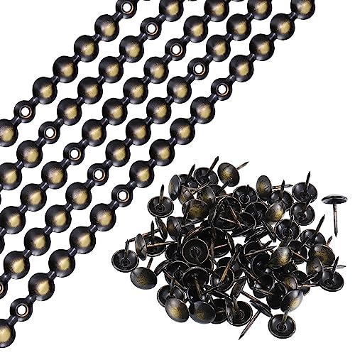 uxcell 5Pcs Upholstery Tacks Strips, 1Meter Glossy Decorative Nail Trims for Sofa Headboard Chair Furniture with Upholstery Nails (11mm Black-Gold) - color: Black-gold