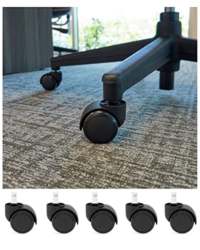 Office Chair Wheels Grykot Chair Wheels Replacement 5-Pack, Office Chair Casters Heavy Duty Replacement for Hardwood Floors and Carpet, 2 inch Fits 99%, Black