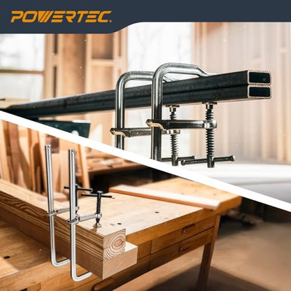 POWERTEC Heavy Duty 12" F Style Bar Clamps, 3-5/8" Throat, 480 lb Clamping Force – Woodworking, Cabinetry, Welding & Workshop Use, 2 Pack (72339) - size: 12" Bar Clamps (2PCs)