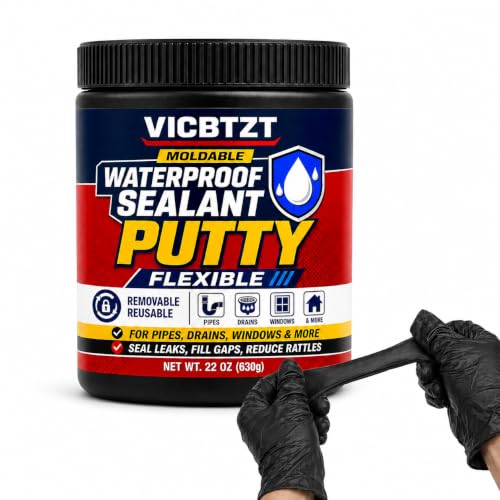 Moldable Waterproof Sealant Putty (Black) for Leaks, Gaps, Pipes & Drains - color: Black
