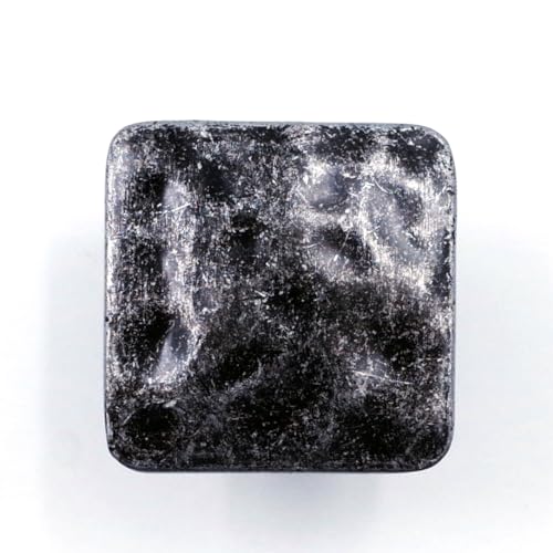 Jetland Square Hammered Cabinet Knobs - 6-Pack, Iron Scratches, 1-1/4" Knobs, Rustic Solid Cast Square Knobs for Dresser Nightstand Furniture, HT0612AS30 - color: Iron Scratches, size: 1-1/4" Knobs