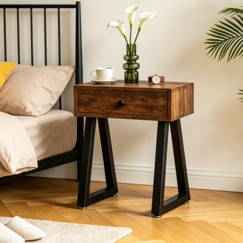 22" Trapezoid Metal End Table Legs Set of 2, Heavy Duty Steel Coffee Table Legs, DIY Furniture Feet for Desk Bench Dining, Black Industrial Finish - color: Trapezoid, size: 22 IN
