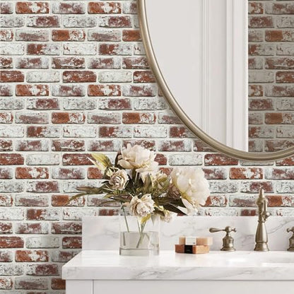 Commomy Faux Brick Peel and Stick Thin PVC 10 Pcs 11.8" x 11.8",Red - color: Brick-YH