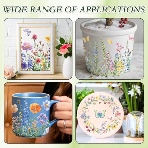Wxiben 8 Pcs Wildflower Butterfly Rub on Transfers for Crafts and Furniture - style: Wildflower