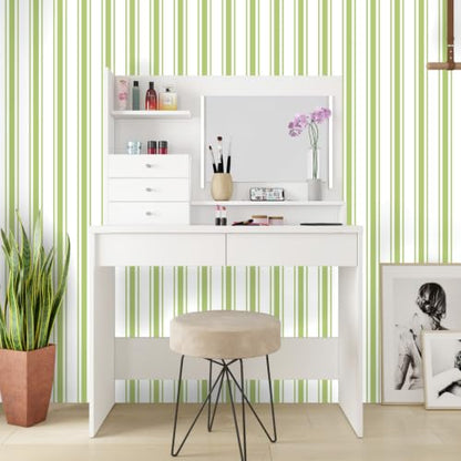 Green Striped Peel and Stick Wallpaper 17.3" x 480" - color: Green, size: 17.3" x 480"