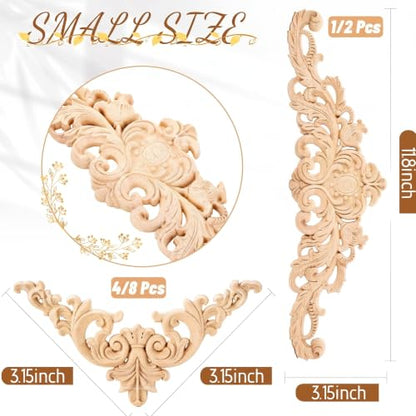 Yalikop 5 Pcs Wood Appliques and Onlay for Furniture, Small Size, Delicate - color: Delicate, size: Small Size