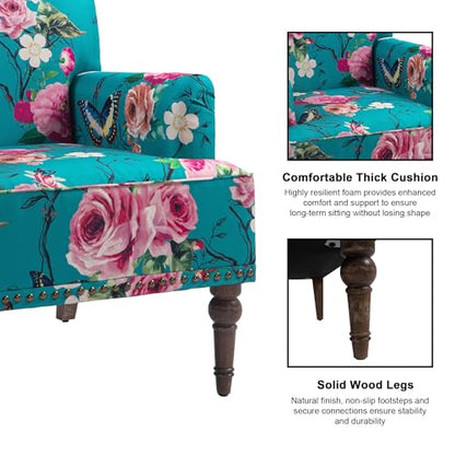 Mid-Century Modern Accent Chair, Floral, Set of 2 - color: Fabric Floral