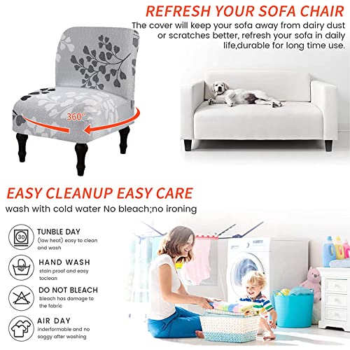 Eco-Ancheng Armless Chair Slipcover Removable Armless Accent Chairs Covers Washable Armless Slipper Chair Slipcover Printed Armless Chair Furniture Protector Covers for Living Dining Room Hotel - color: A2