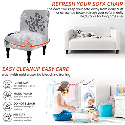 Eco-Ancheng Armless Chair Slipcover Removable Armless Accent Chairs Covers Washable Armless Slipper Chair Slipcover Printed Armless Chair Furniture Protector Covers for Living Dining Room Hotel - color: A2