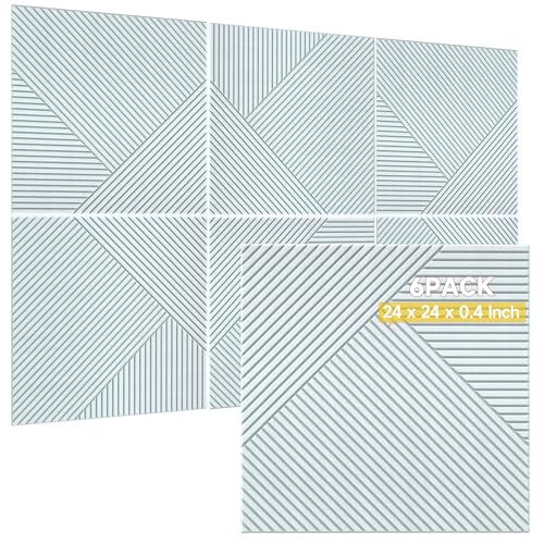 TO-TH Acoustic Wall Panels Peel and Stick Sound Proofing Panel 6Pack, White - color: White