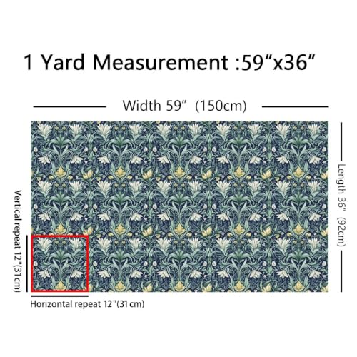 Garden Women Floral Beige Green Flowers Fabric by The Yard 2 Yards Leaves - color: Beige Green, size: 2 Yards
