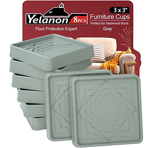Yelanon Non Slip Furniture Pads for Hardwood Floors - 8 Pcs 3" - color: 8pcs3"square Gray Star