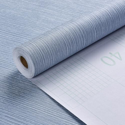 Haimin Grasscloth Wallpaper Textured 24in X 393in Fabric Contact Paper Grey Blue Wall Paper Textured Linen Peel and Stick Self-Adhesive Thick Vinyl Embossed Film Wallpaper (Gray Blue) - color: Gray/Blue