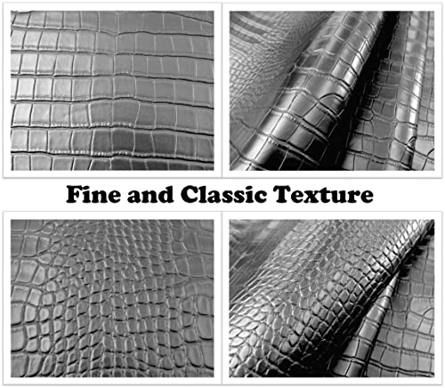 Wento Alligator Skin PU Leather Fabric Faux Leather Fabric Crocodile Fabric Leather Upholstery Fabric By 5 Yards - color: Pattern(b) Black, size: 5 Yards (54" x 180")