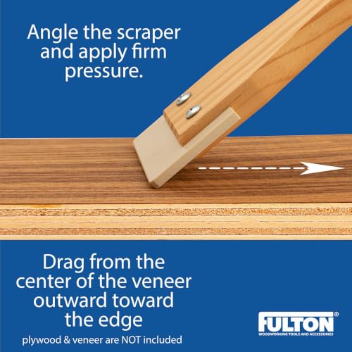 Fulton Veneer Scraper with Beveled Edges and Hardwood Handle for Applying