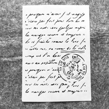 TIAMECH A4 Reusable Vintage Script Stamp Stencil for Painting - style: Script Stamp