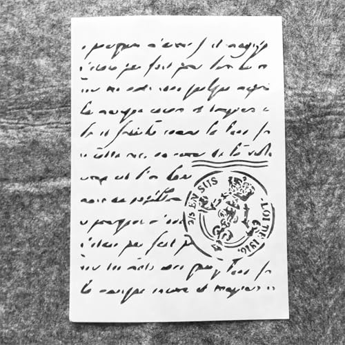 TIAMECH A4 Reusable Vintage Script Stamp Stencil for Painting - style: Script Stamp