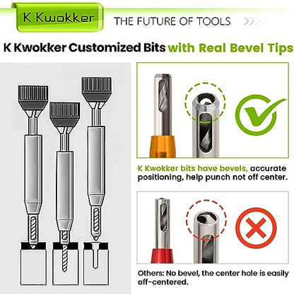 Self Centering Hinge Drill Bit Set (VIX Bit), 1/4" Hex Shank, 9Pc - color: A. Colorful