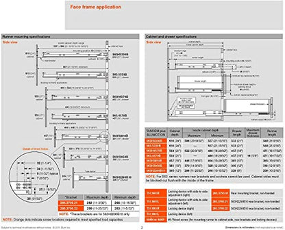 BLUM Tandem Plus BLUMOTION Drawer Slides Complete Pair, with Runners 563H, Locking Devices, Rear Mounting Brackets and Screws (for face Frame or Frameless Application) 18 Inch