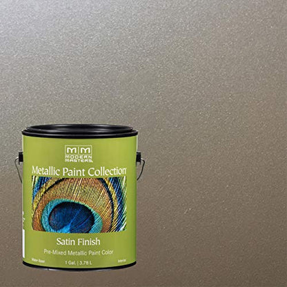 Modern Masters Satin Nickel Metallic Paint - color: Satin Nickel, size: 128 Fl Oz (Pack of 1)