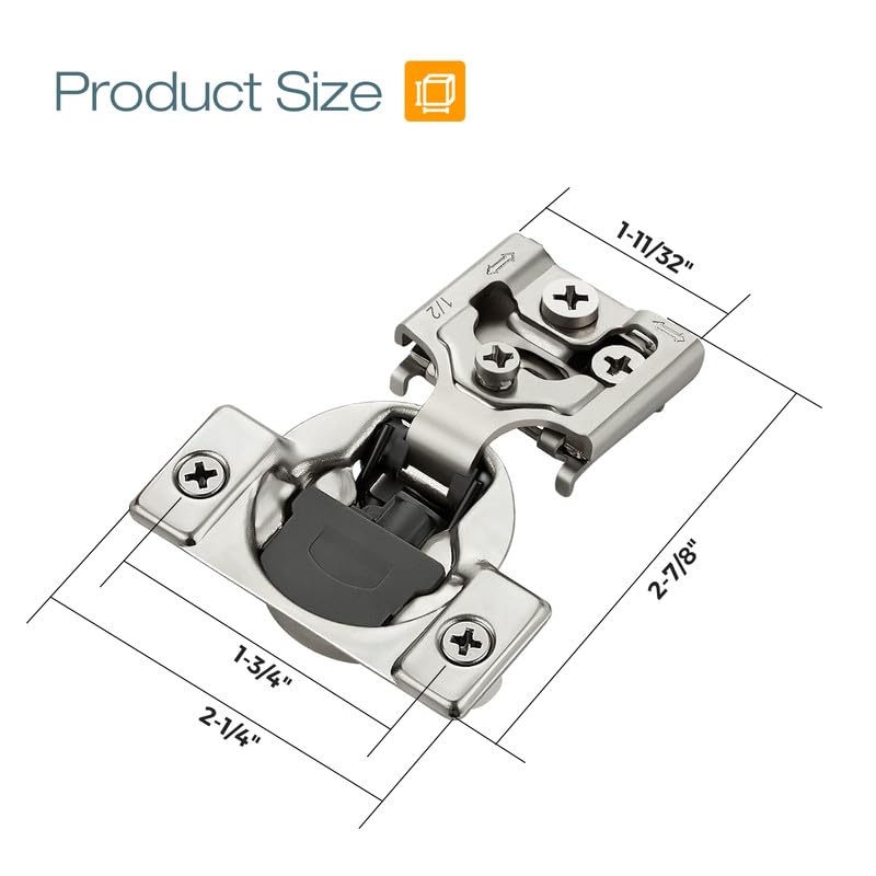 HOME EDIT 5 Pair 1/2 Inch Overlay Soft Close Cabinet Hinges Door Hinges - size: 1/2 inch Overlay