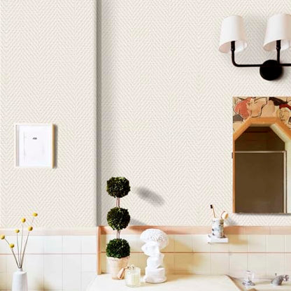 Rugreat Striped Grasscloth Wallpaper Peel and Stick Textured 78.8L 17.3W - size: 17.3" x 78.8"